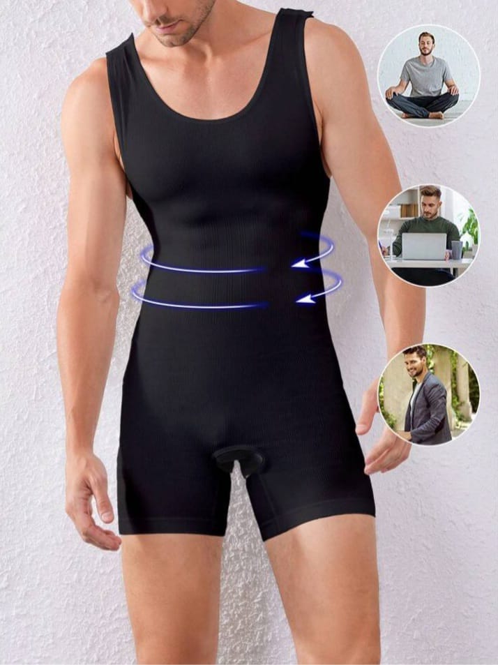 Men's Full Body Compression Shapewear Suit – Slimming Tummy Control Bodysuit